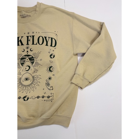 Pink Floyd Sweatshirt Beige Graphic Crewneck Medium Sun Moon Eye Vintage Style - Picture 12 of 13